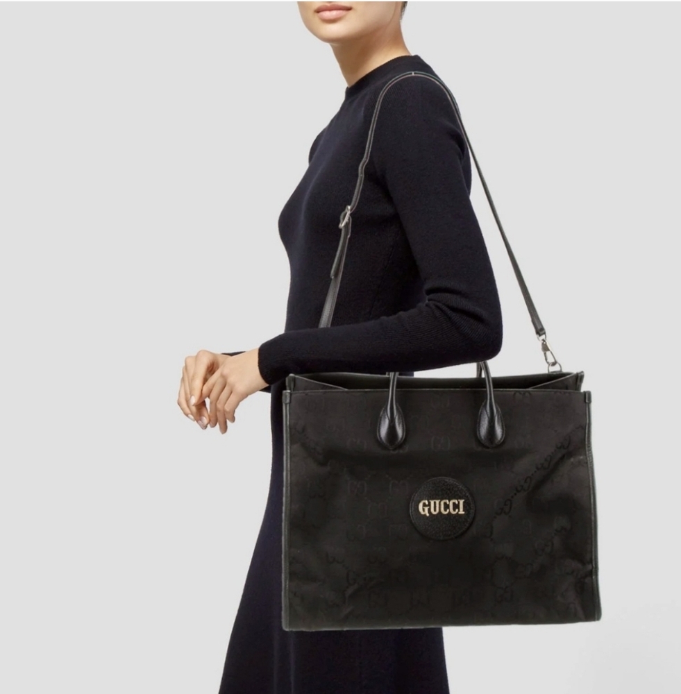 Gucci Black Structured Tote with Gold Hardware
